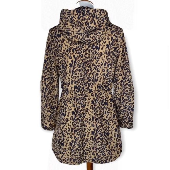 J Crew Perfect Rain Jacket Leopard Print Hooded XS - Picture 12 of 15